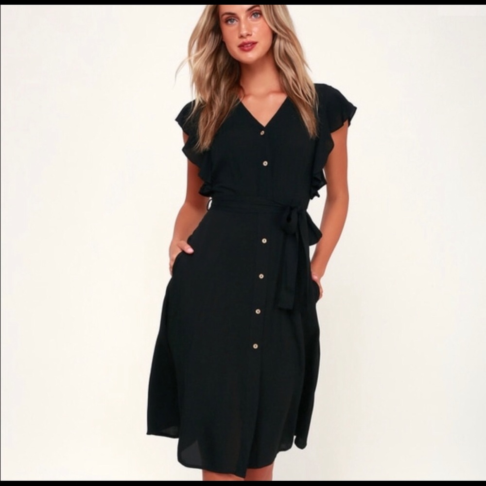 Lulu’s Black Midi Dress Small